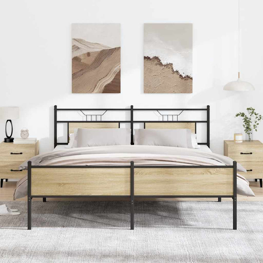 Bedframe zonder matras metaal sonoma eikenkleurig 160x200 cm