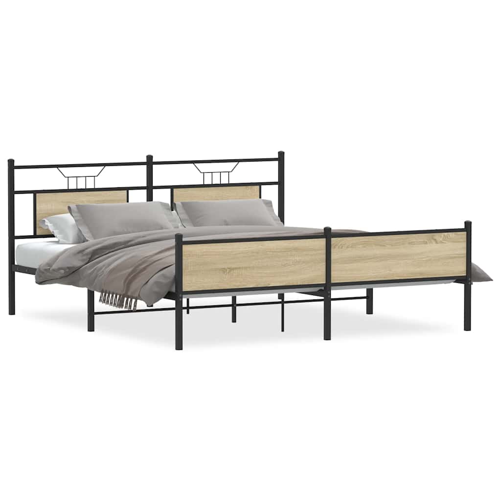 Bedframe zonder matras metaal sonoma eikenkleurig 180x200 cm