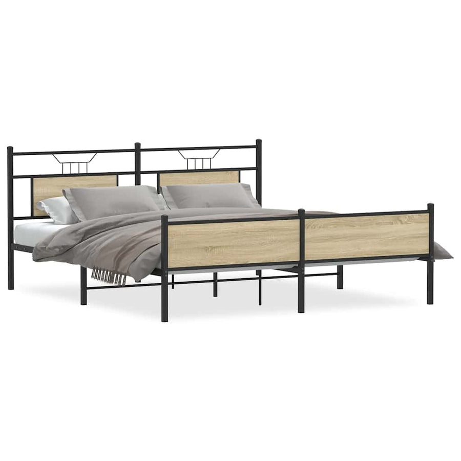 Bedframe zonder matras metaal sonoma eikenkleurig 180x200 cm