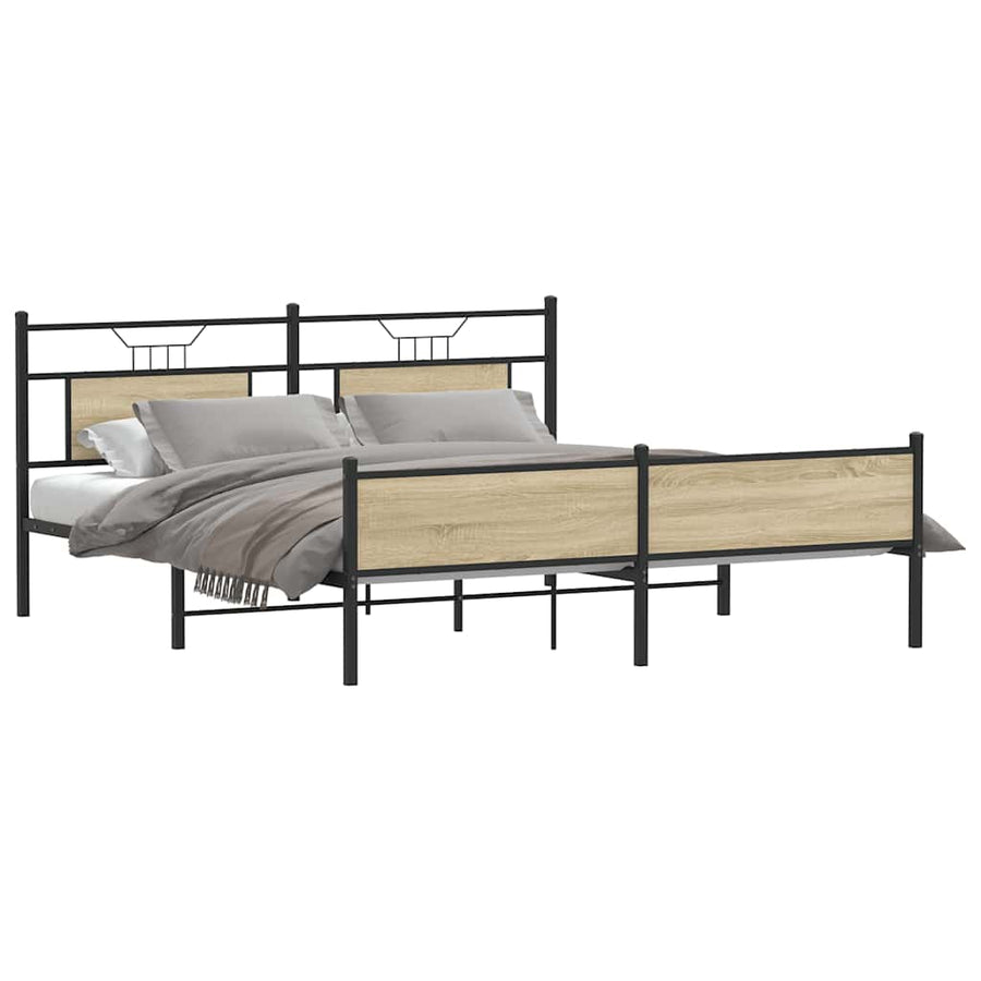 Bedframe zonder matras metaal sonoma eikenkleurig 180x200 cm