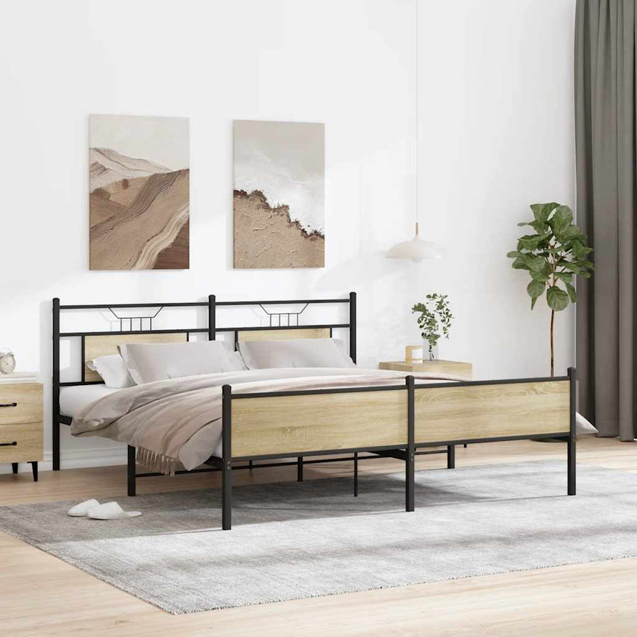 Bedframe zonder matras metaal sonoma eikenkleurig 180x200 cm