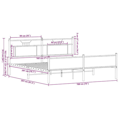 Bedframe zonder matras metaal sonoma eikenkleurig 180x200 cm