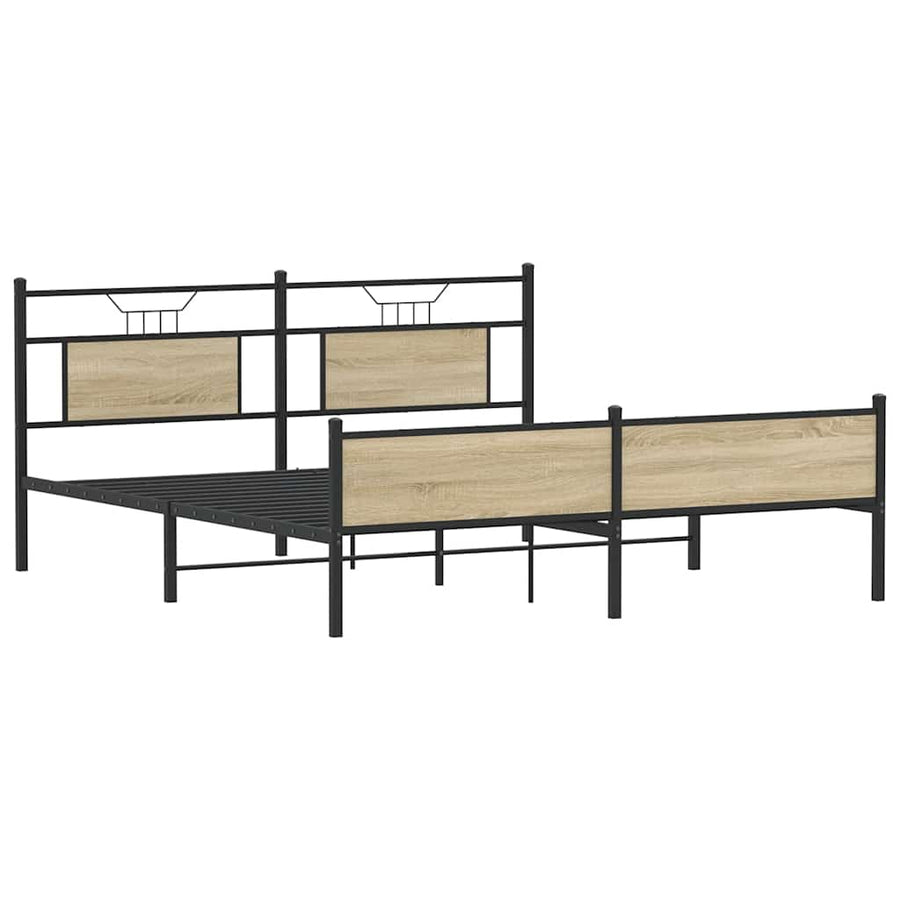 Bedframe zonder matras metaal sonoma eikenkleurig 183x213 cm