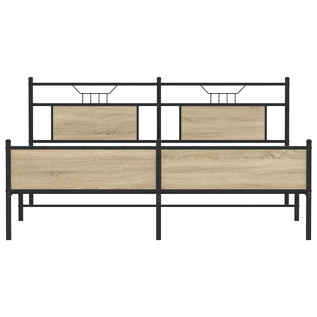 Bedframe zonder matras metaal sonoma eikenkleurig 183x213 cm