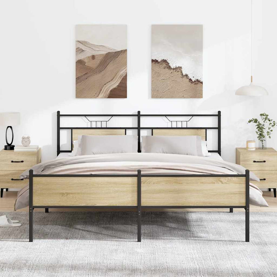 Bedframe zonder matras metaal sonoma eikenkleurig 183x213 cm