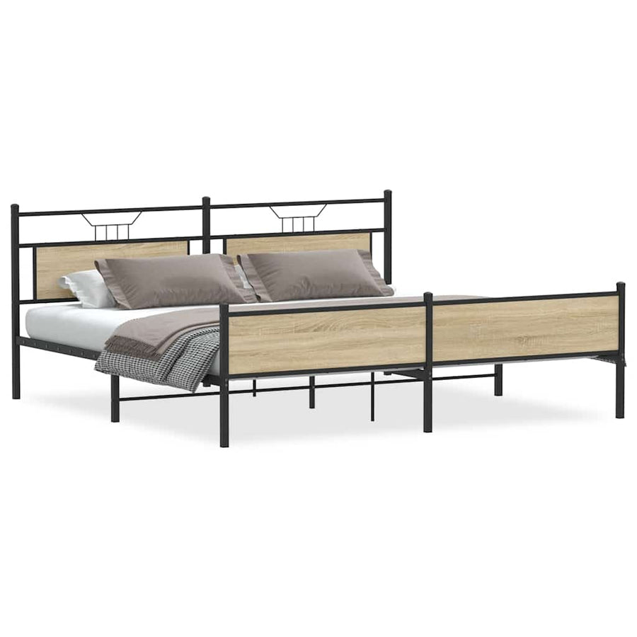 Bedframe zonder matras metaal sonoma eikenkleurig 193x203 cm