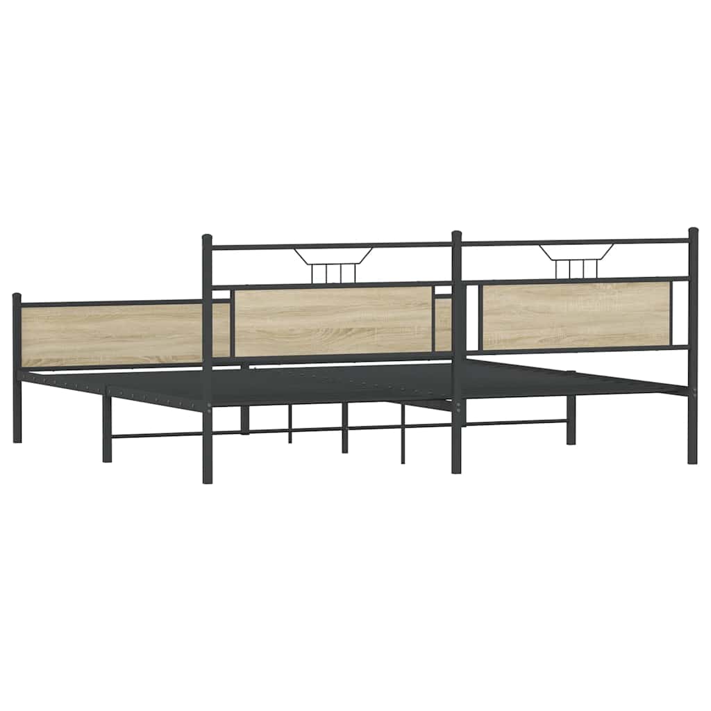 Bedframe zonder matras metaal sonoma eikenkleurig 193x203 cm