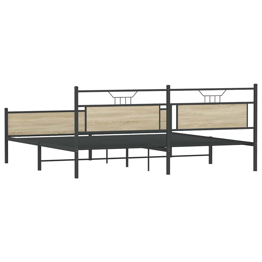 Bedframe zonder matras metaal sonoma eikenkleurig 193x203 cm