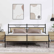 Bedframe 193x203 cm metaal sonoma eiken