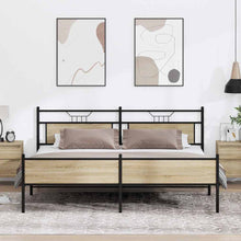 Bedframe zonder matras metaal sonoma eikenkleurig 193x203 cm