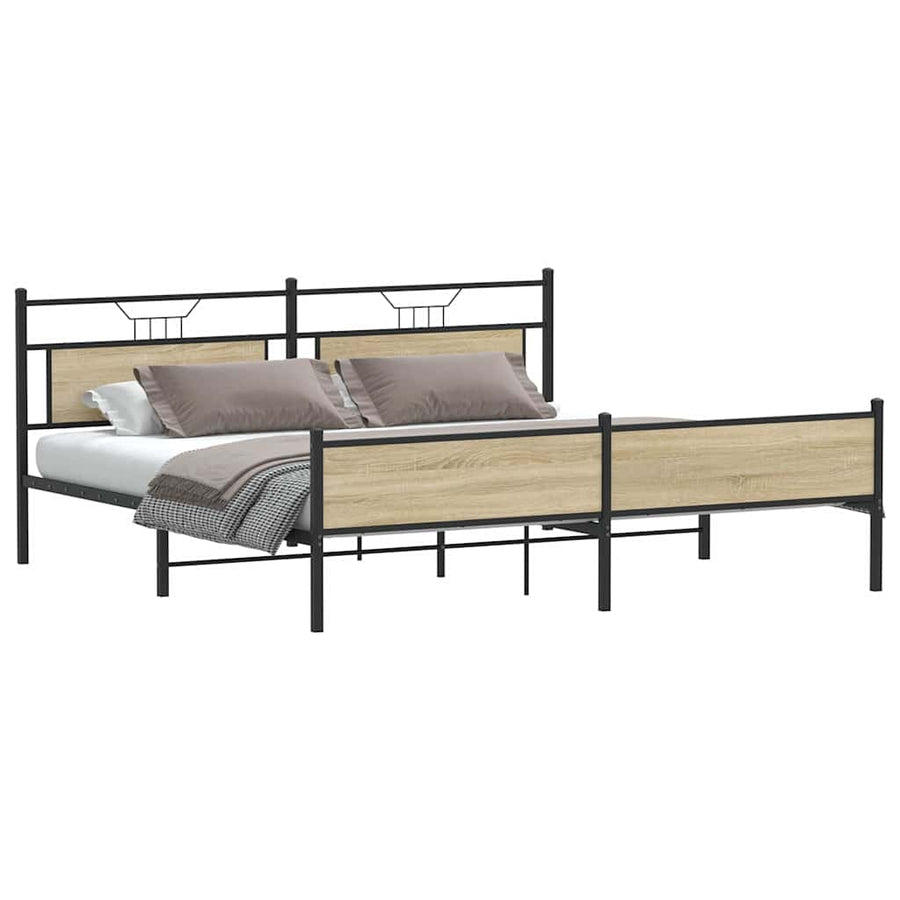 Bedframe zonder matras metaal sonoma eikenkleur 200x200 cm