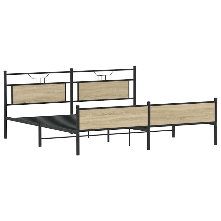 Bedframe zonder matras metaal sonoma eikenkleur 200x200 cm
