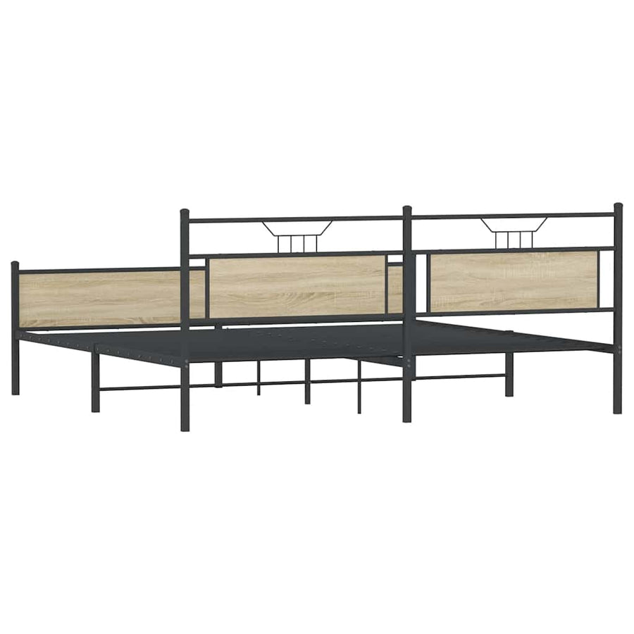 Bedframe zonder matras metaal sonoma eikenkleur 200x200 cm