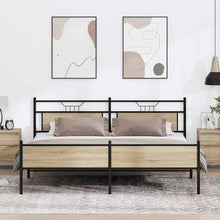 Bedframe zonder matras metaal sonoma eikenkleur 200x200 cm