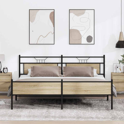 Bedframe zonder matras metaal sonoma eikenkleur 200x200 cm