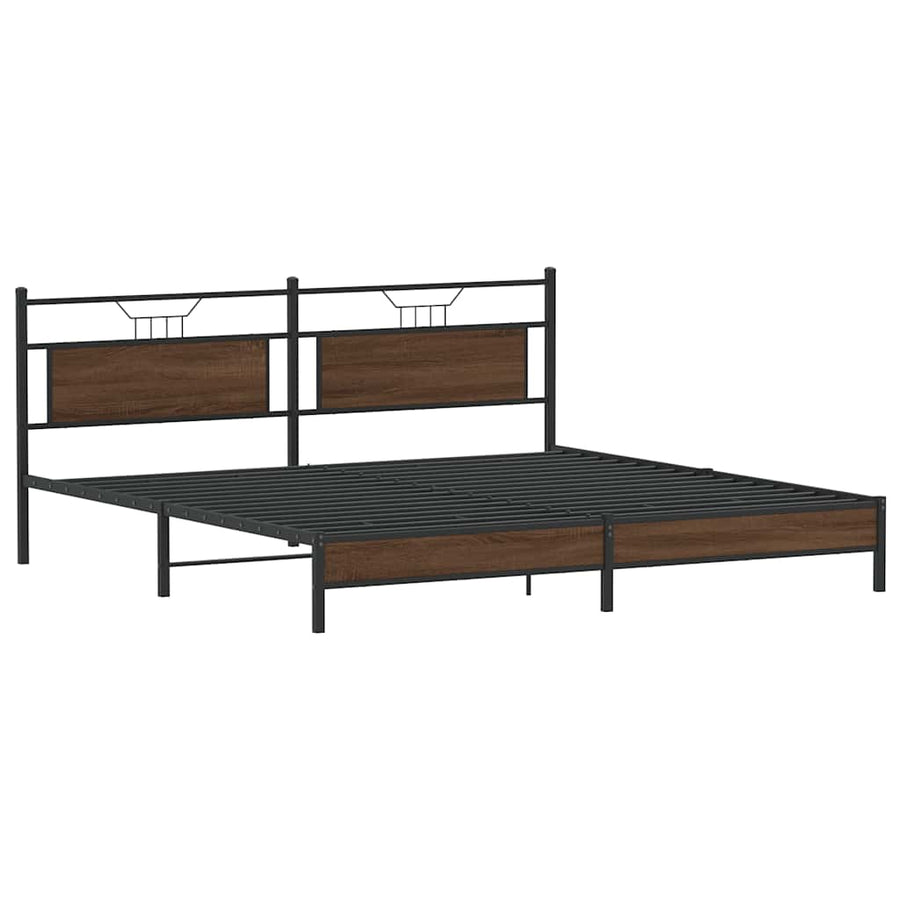 Bedframe Zonder Matras Metaal 193 x 203 cm bruin eikenkleur