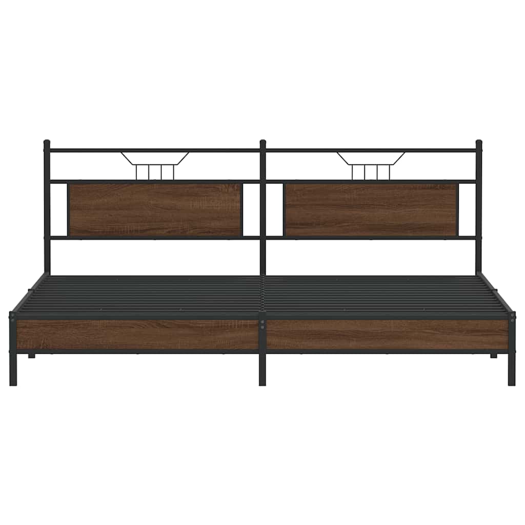Bedframe Zonder Matras Metaal 193 x 203 cm bruin eikenkleur