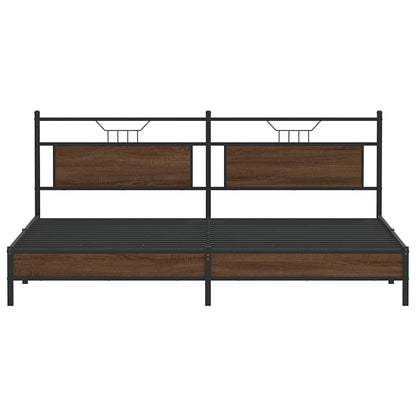 Bedframe Zonder Matras Metaal 193 x 203 cm bruin eikenkleur