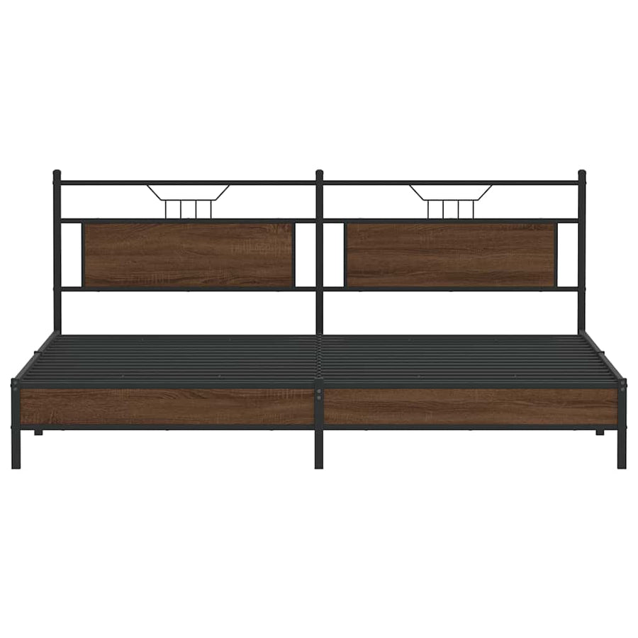 Bedframe Zonder Matras Metaal 193 x 203 cm bruin eikenkleur