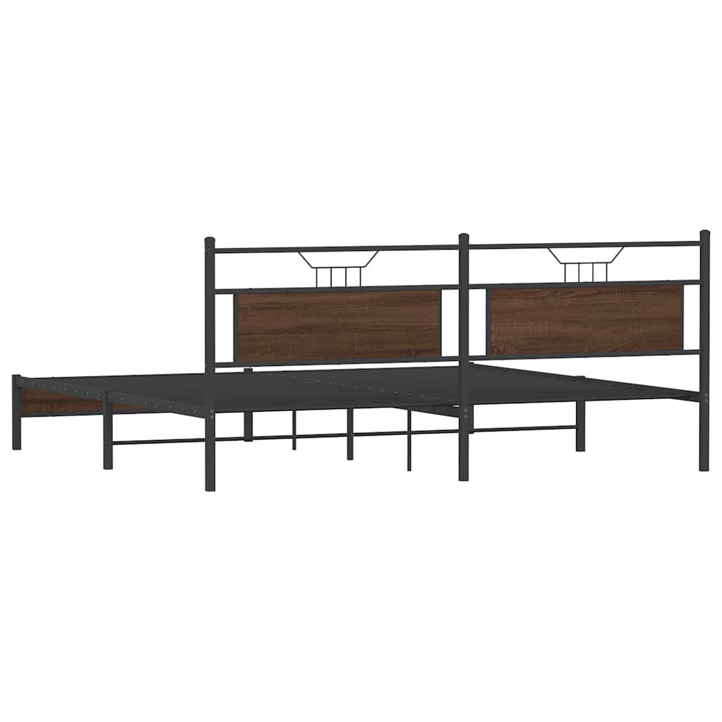 Bedframe Zonder Matras Metaal 193 x 203 cm bruin eikenkleur