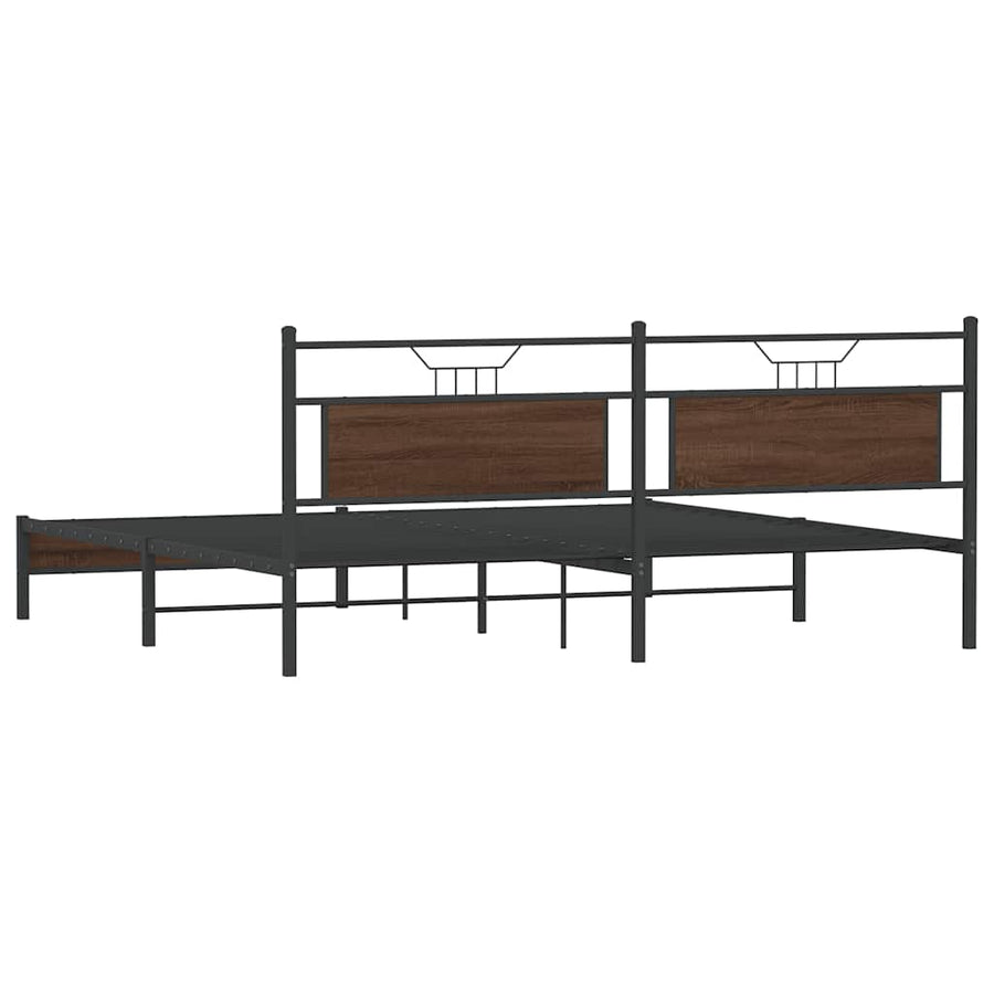 Bedframe Zonder Matras Metaal 193 x 203 cm bruin eikenkleur