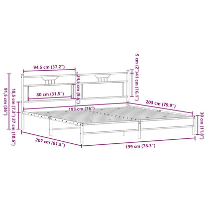 Bedframe Zonder Matras Metaal 193 x 203 cm bruin eikenkleur