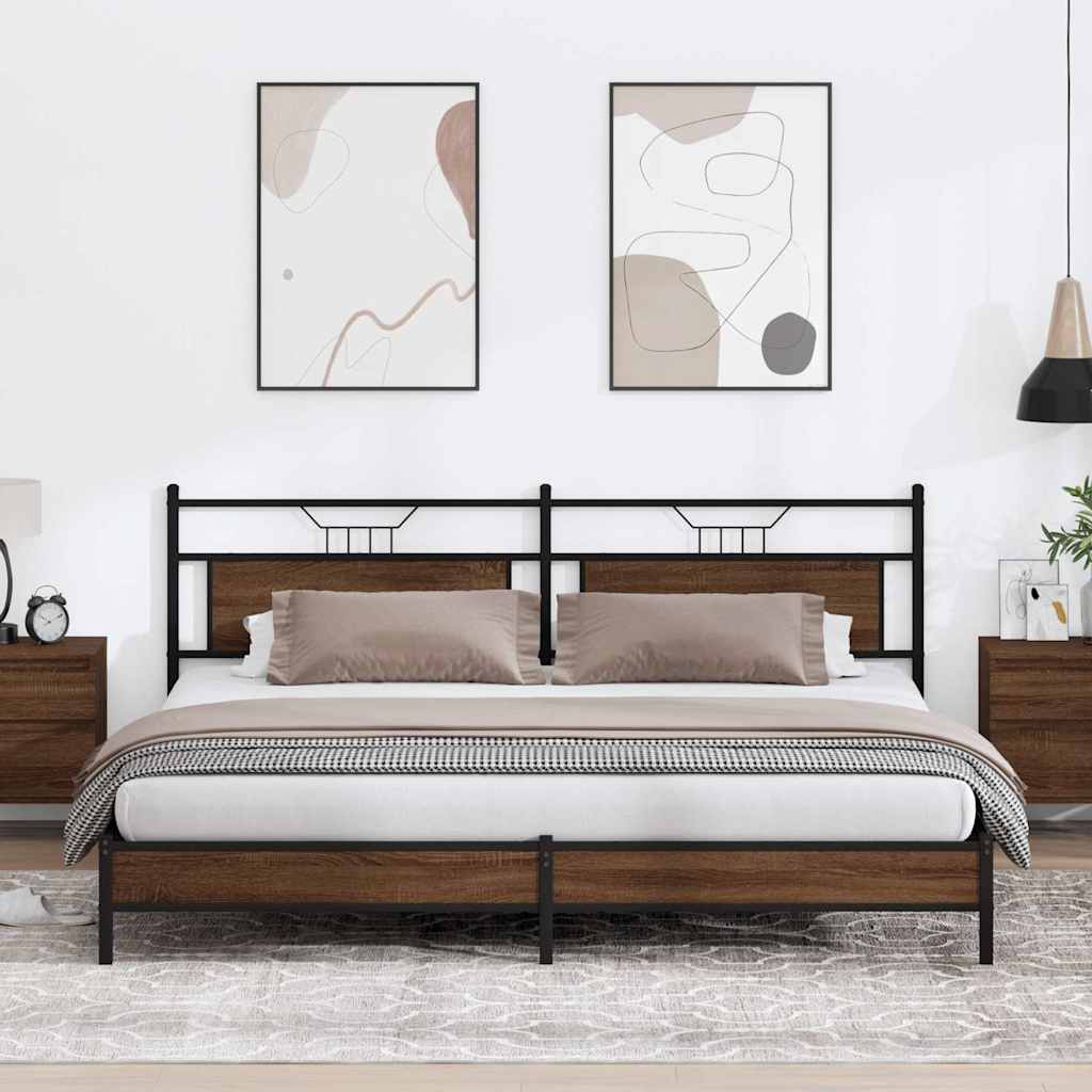 Bedframe Zonder Matras Metaal 193 x 203 cm bruin eikenkleur