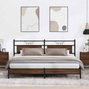 Bedframe 193x201 cm metaal bruin eikenkleur