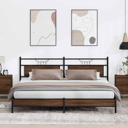 Bedframe Zonder Matras Metaal 193 x 203 cm bruin eikenkleur