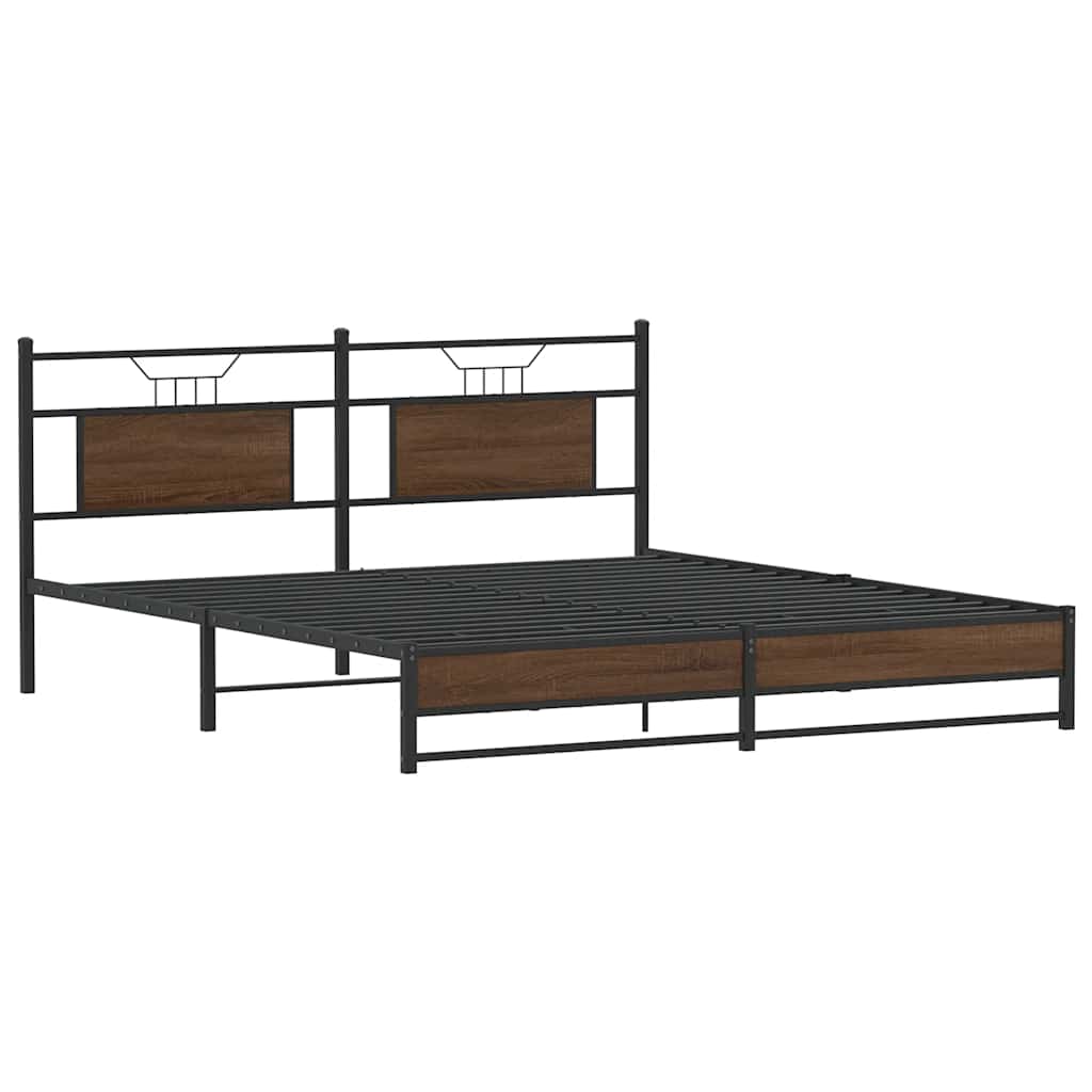 Bedframe Zonder Matras Metaal 180X200 Cm 183 x 203 cm bruin eikenkleur