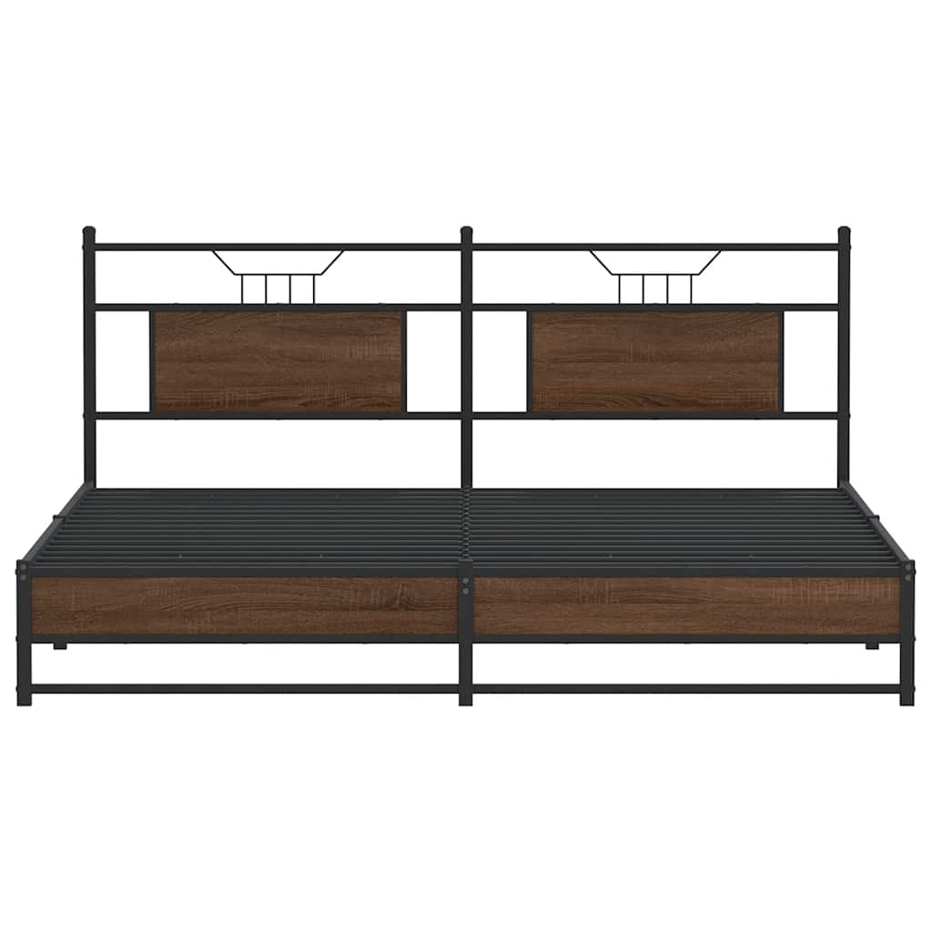 Bedframe Zonder Matras Metaal 180X200 Cm 183 x 203 cm bruin eikenkleur