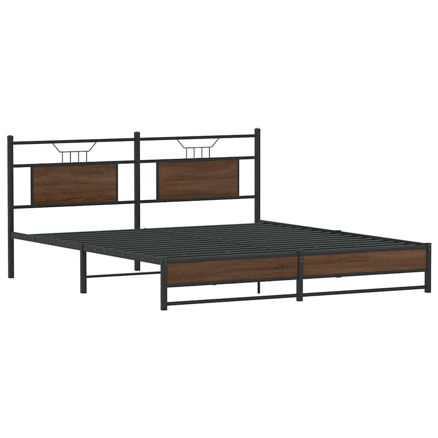 Bedframe Zonder Matras Metaal 183 x 213 cm bruin eikenkleur