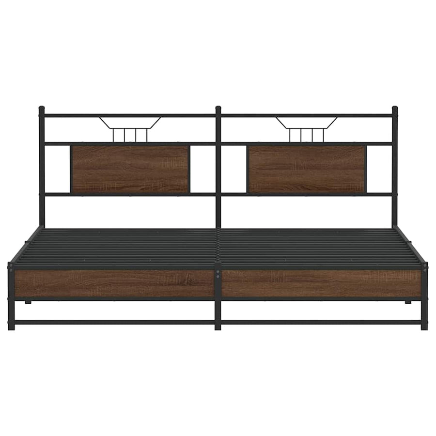 Bedframe Zonder Matras Metaal 183 x 213 cm bruin eikenkleur
