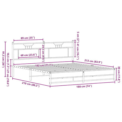 Bedframe Zonder Matras Metaal 183 x 213 cm bruin eikenkleur