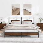 Bed frame without mattress metal brown oak color 183x213 cm