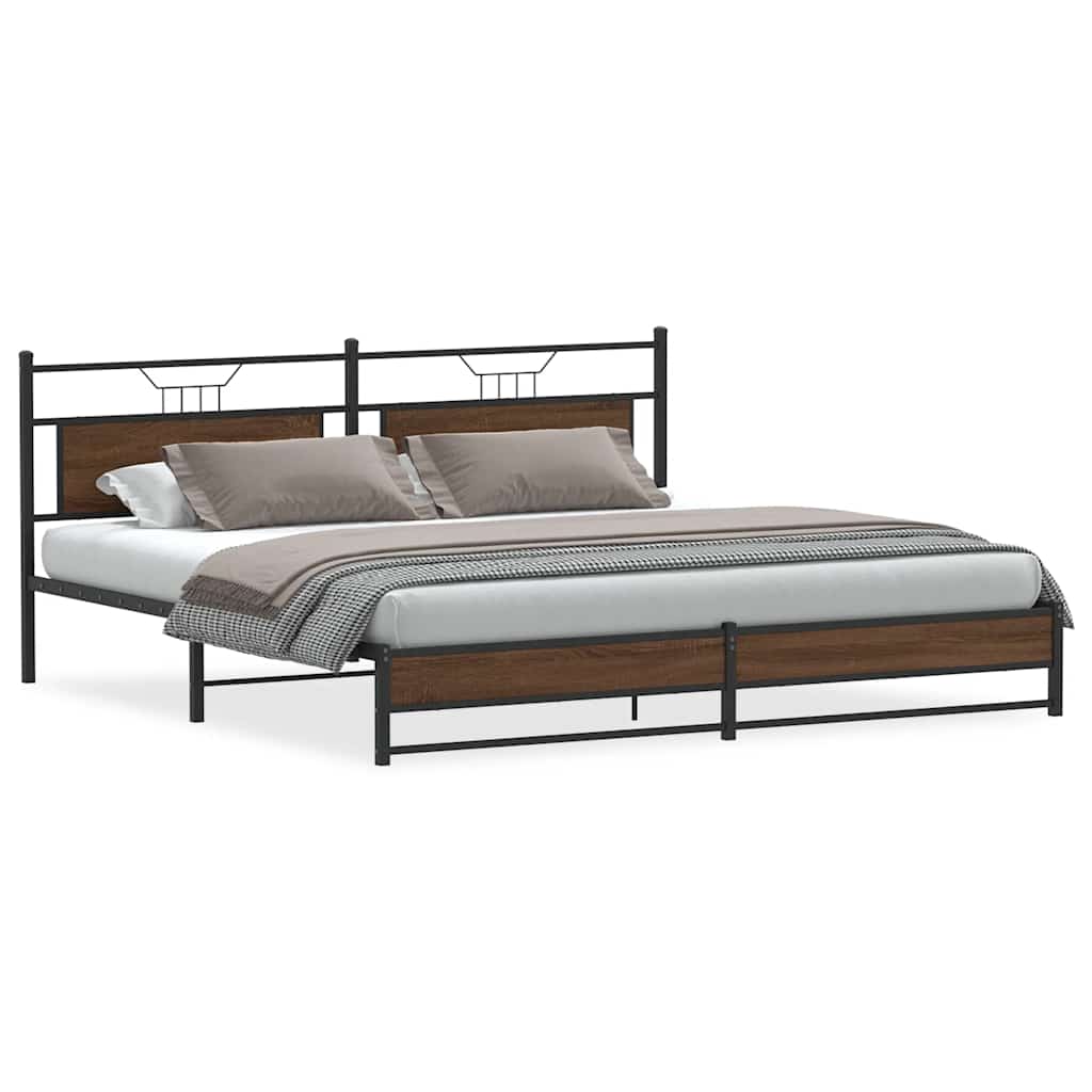 Bedframe Zonder Matras Metaal 193 x 203 cm bruin eikenkleur