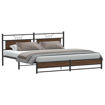 Bedframe Zonder Matras Metaal 193 x 203 cm bruin eikenkleur