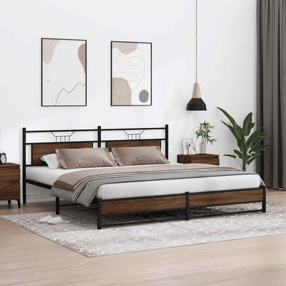 Bedframe Zonder Matras Metaal 193 x 203 cm bruin eikenkleur
