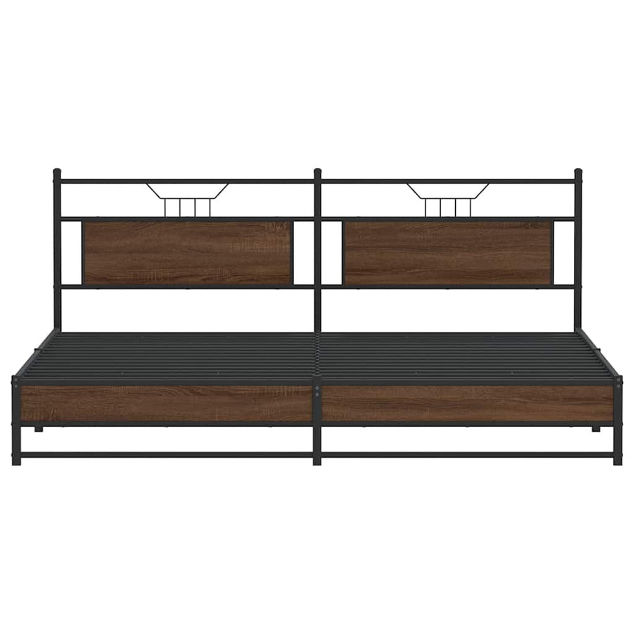 Bedframe Zonder Matras Metaal 193 x 203 cm bruin eikenkleur