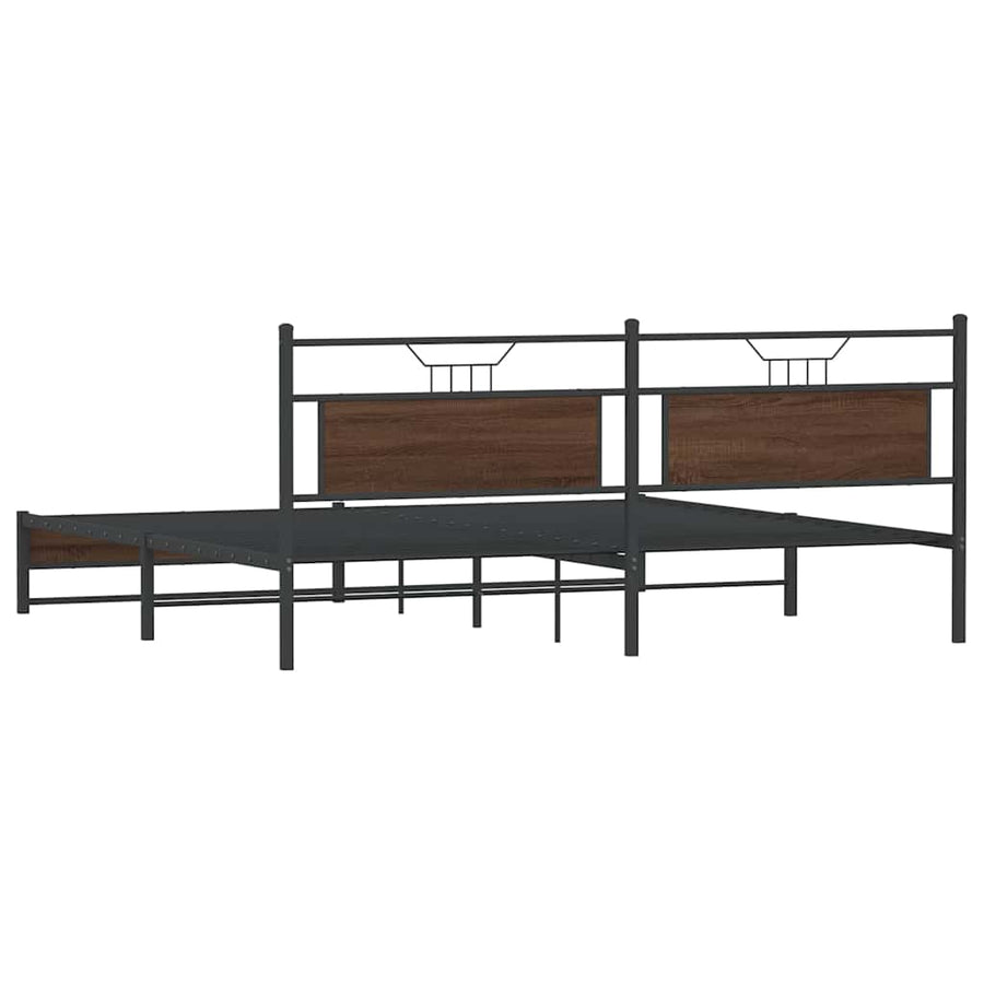 Bedframe Zonder Matras Metaal 193 x 203 cm bruin eikenkleur