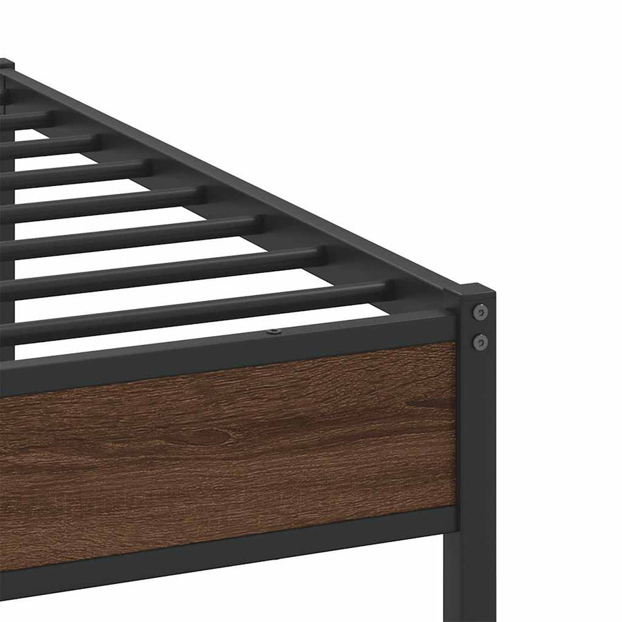 Bedframe Zonder Matras Metaal 193 x 203 cm bruin eikenkleur