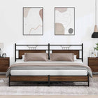 Bedframe 193x203 cm metaal bruin eikenkleur