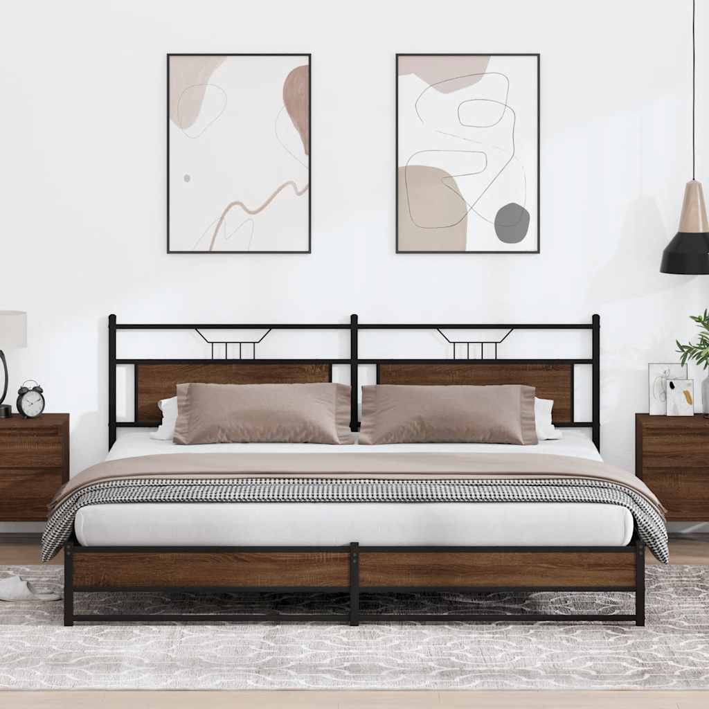 Bedframe Zonder Matras Metaal 193 x 203 cm bruin eikenkleur