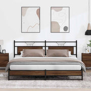 Bedframe 193x203 cm metaal bruin eikenkleur