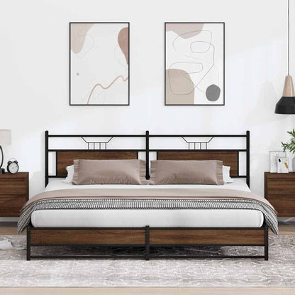 Bedframe Zonder Matras Metaal 193 x 203 cm bruin eikenkleur