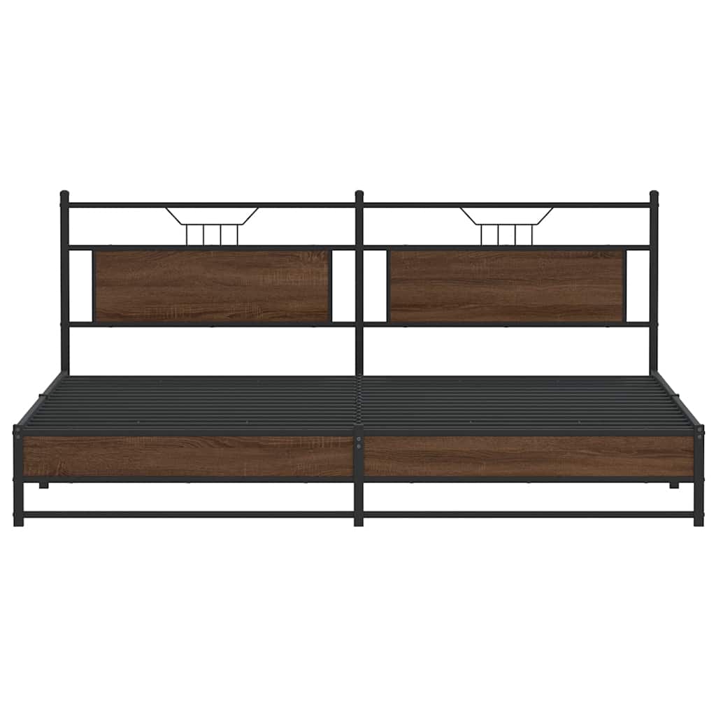 Bedframe Zonder Matras Metaal Ig 200 x 200 cm bruin eikenkleur