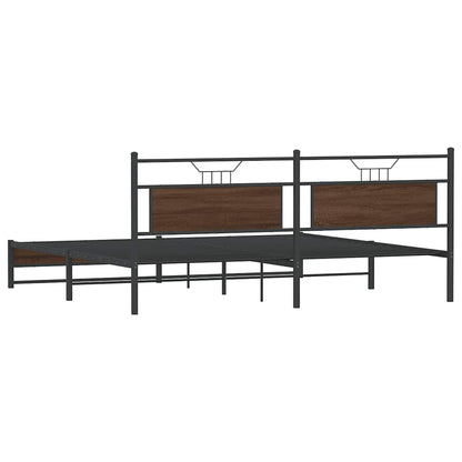 Bedframe Zonder Matras Metaal Ig 200 x 200 cm bruin eikenkleur