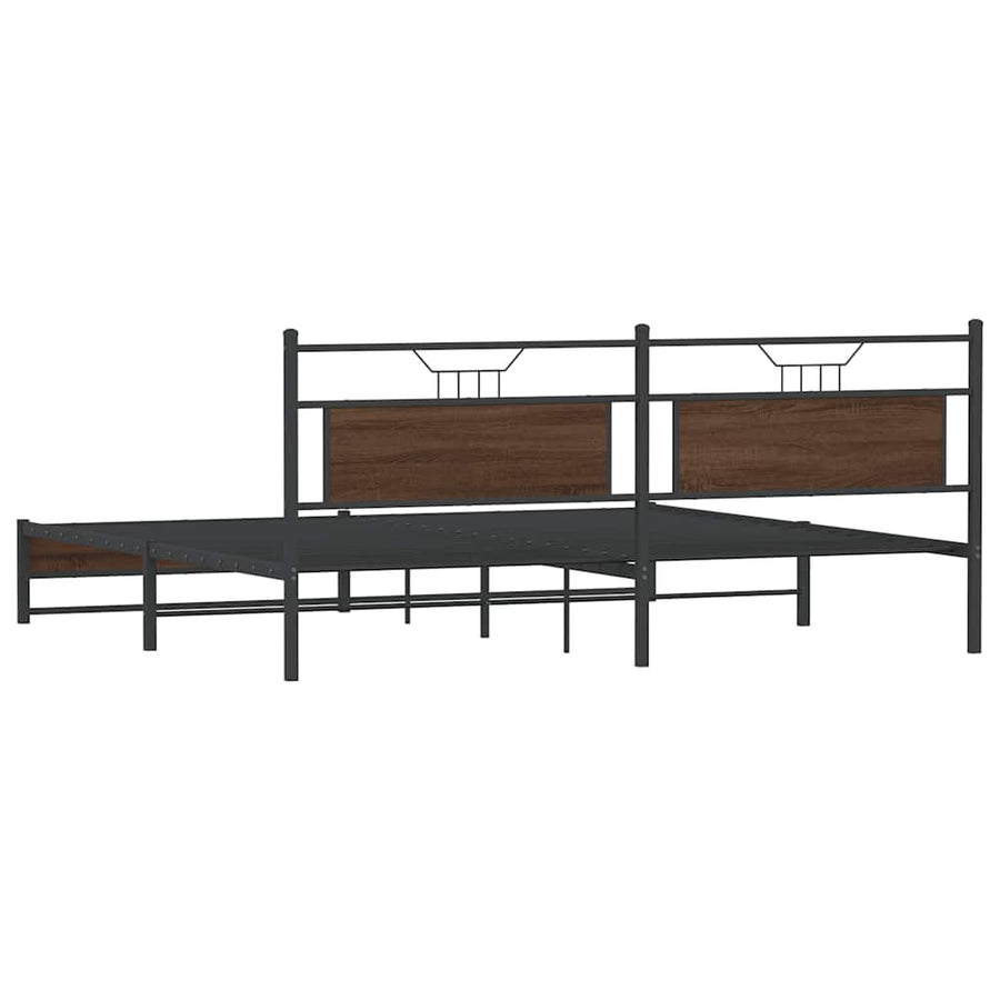 Bedframe Zonder Matras Metaal Ig 200 x 200 cm bruin eikenkleur