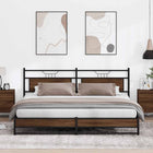 Bed frame without mattress metal brown oak-coloured 200x200 cm