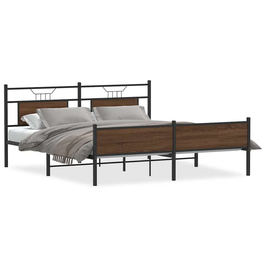Bedframe Zonder Matras Metaal Ig 160 x 200 cm bruin eikenkleur